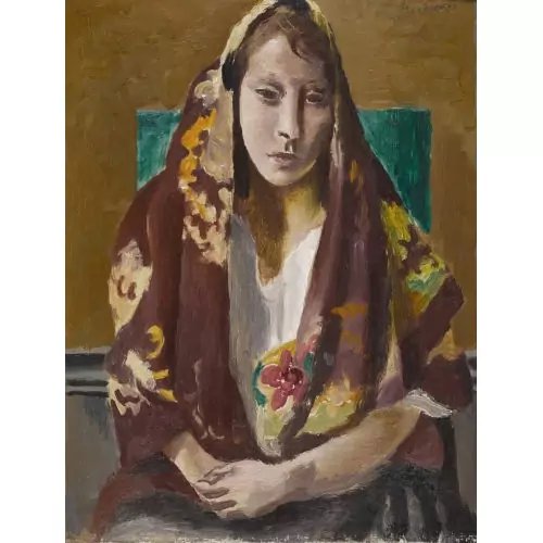 Buste de femme avec châle