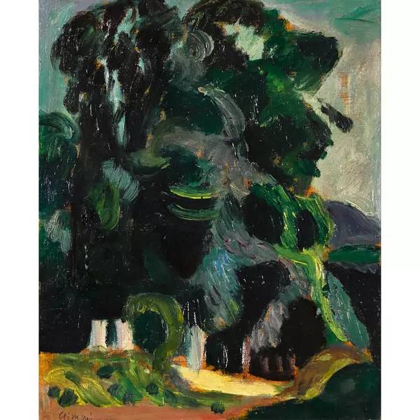 "Paysage aux grands arbres"