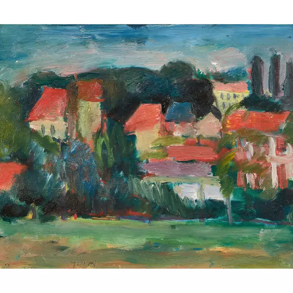 Landschaft mit Häusern