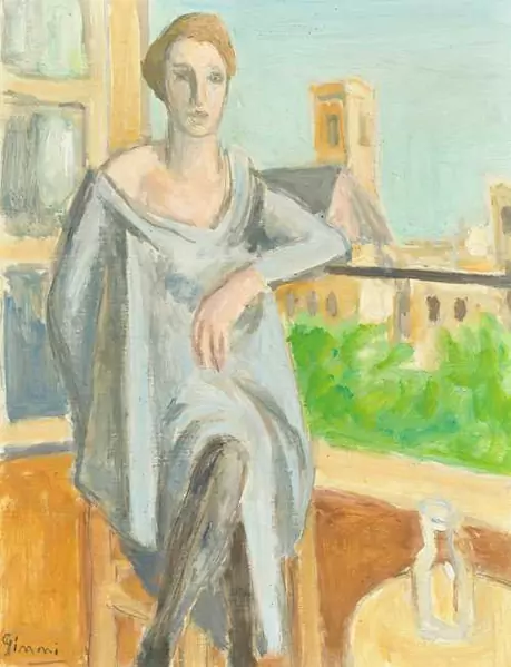 WILHELM GIMMI — Femme assise au balcon, quai d' Anjou Paris. 1949. — Koller Auktionen