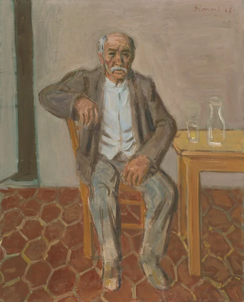 Wilhelm Gimmi — Vieil homme assis à table, 1948