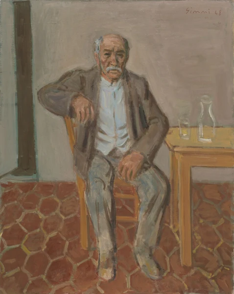 Wilhelm Gimmi — VIEIL HOMME ASSIS À TABLE, 1948OLD MAN SITTING AT A TABLE, 1948