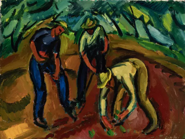 Trois jardiniers au travail. 1910