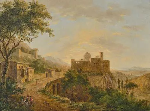 Wilhelm Huber — Italian mountain landscape with walkers. 1806.