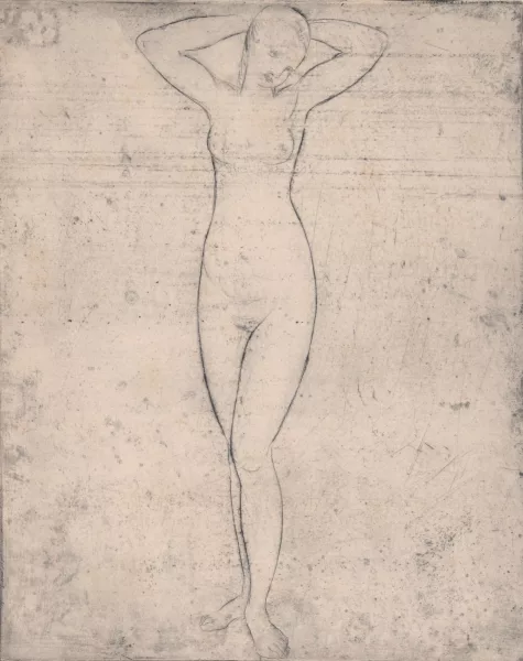 Wilhelm Lehmbruck — Stehendes Weib mit über dem Kopf verschränkten Armen, 1912
