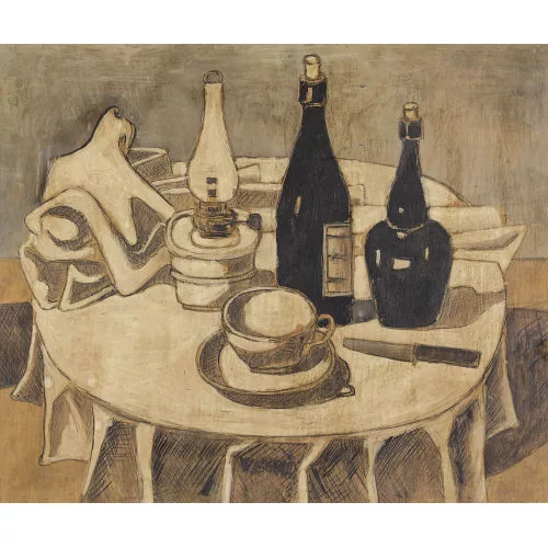 Wilhelm Schmid — "Stillleben mit Flaschen".
