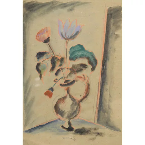 Wilhelm Schmid — Stillleben mit Blumen in einer Vase.