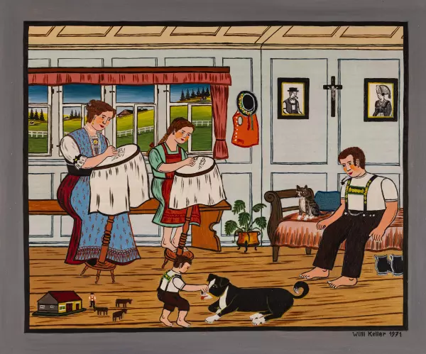 Familie in der Stube