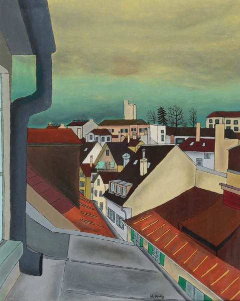 Willi Oertig — Über den Dächern einer Stadt, ca. 1970