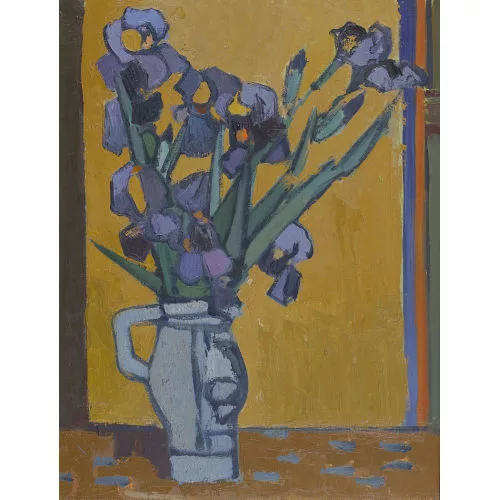 Willi Waber — Schwertlilien in einer Henkelvase.