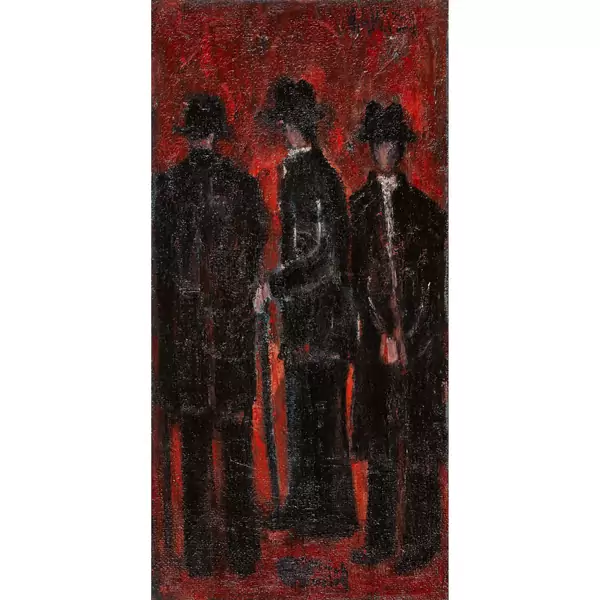 Männertrio mit Hut und Stock