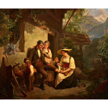 Die Verarztung des heimkehrenden Jägers