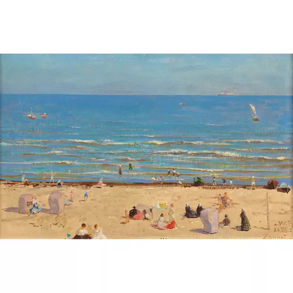 Der sommerliche Strand von Sopot an der Ostsee