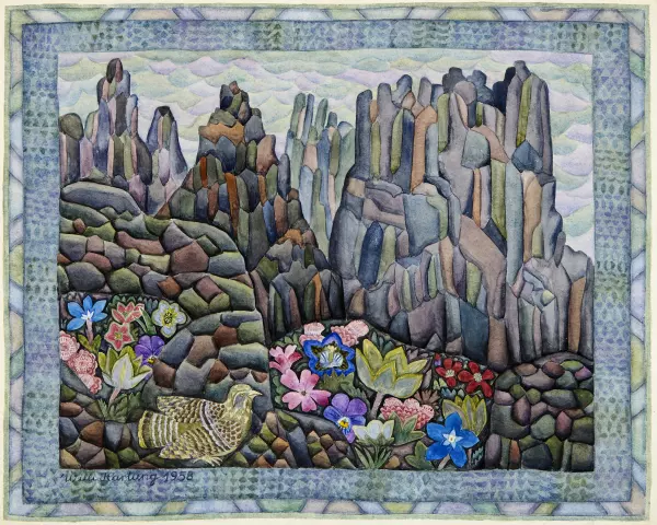 Vogel in Gebirgslandschaft