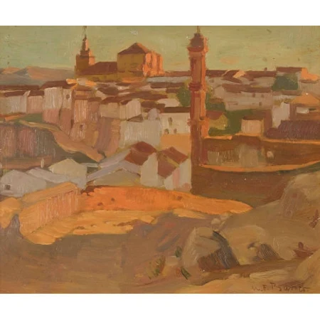 Südliche Stadt im Abendlicht