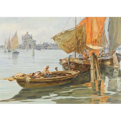 Willy Monnier — Fischerboote in Venedig.