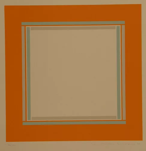 Willy Müller-Brittnau — 2 Blätter: orange-hellblau-hellgrau, 1970; Ohne Titel, 1971