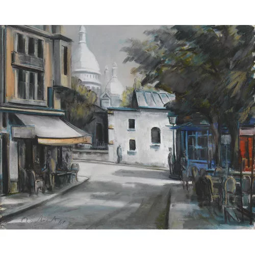 Willy Rochat — Szene im Montmartre mit Sacré-Coeur.