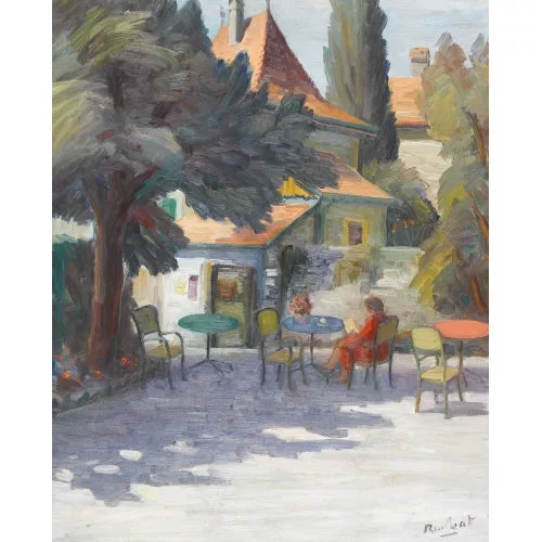 Willy Rochat — "Dans la terrasse du café".