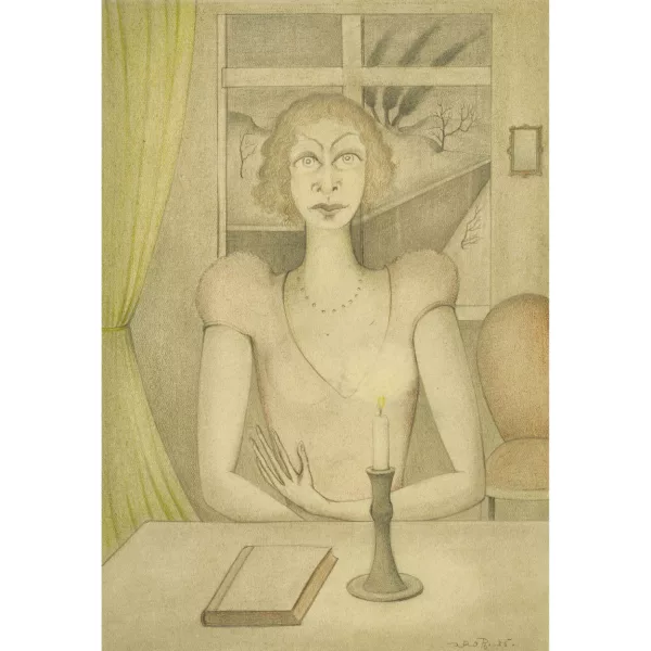 Willy Roth — Surreale Szene mit Frau am Tisch.