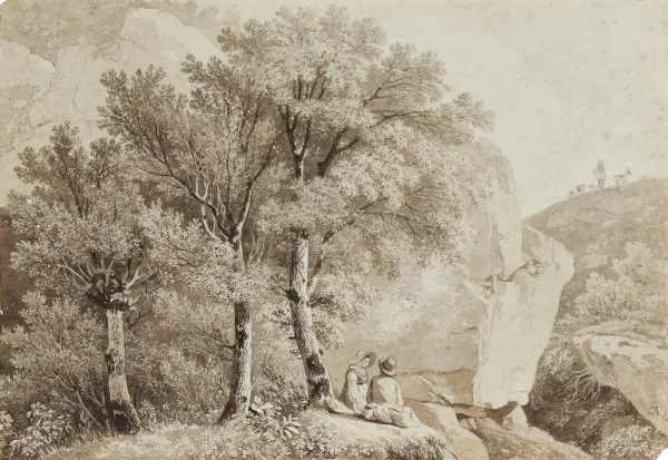 Wolfgang Adam Töpffer — Paysage campagnard avec un couple assis