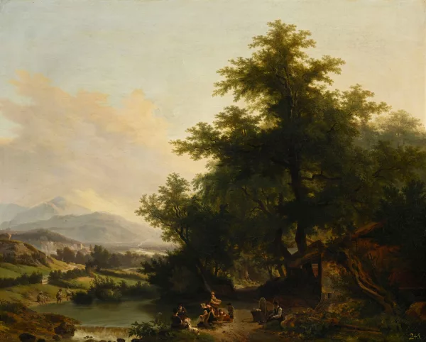 Wolfgang Adam Töpffer — Paysage avec figures près d'une rivière