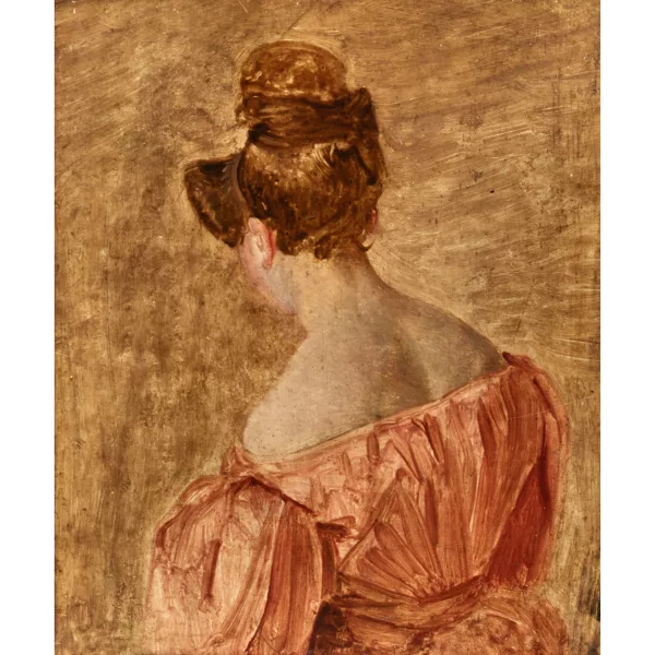 Wolfgang Adam Töpffer — "Étude de jeune femme de dos en robe rose (tête et buste)".