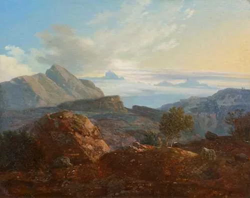 Wolfgang Adam Töpffer — A mountain landscape. Circa 1830.