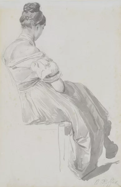 Wolfgang Adam Töpffer — Femme de dos assise sur une chaise