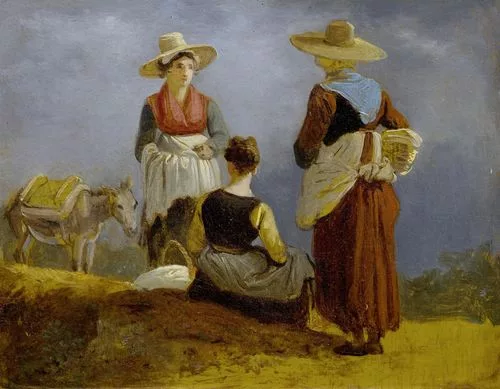 Wolfgang Adam Töpffer — Trois paysannes et un âne.