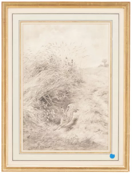 Xavier de Poret — Xavier de PORET (1894 - 1975) "Le lièvre", dessin