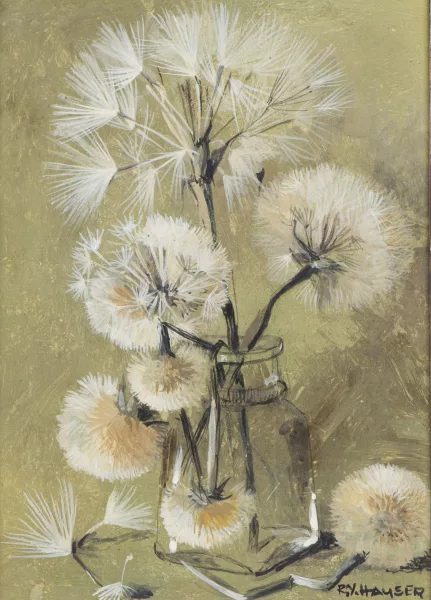 Yolande Hauser — Nature morte au bouquet de pissenlits
