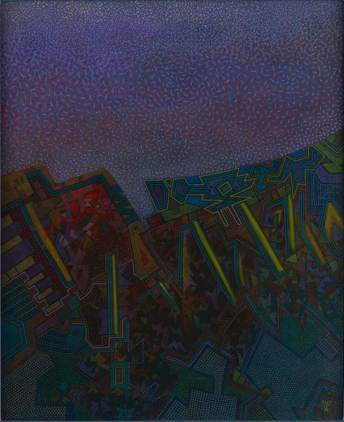 Yves Mafli — Yves MAFLI (1949),'Composition', huile sur toile