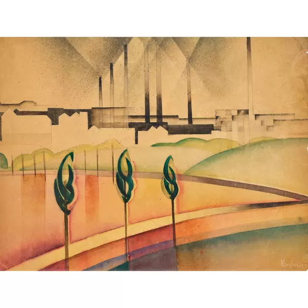 Landschaft mit Fabrik