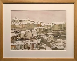 La Basse ville de Fribourg sous la neige
