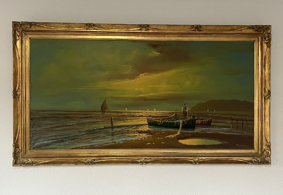 Pêche au crépuscule – Artiste non identifié