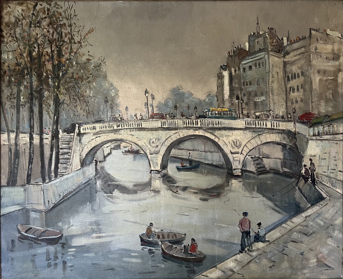 Fleuve dans la ville – Artiste non identifié