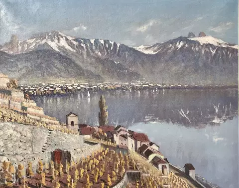 Vue sur le Lac Léman et les Rochers de Naye – Eugène Devaud de Madelin