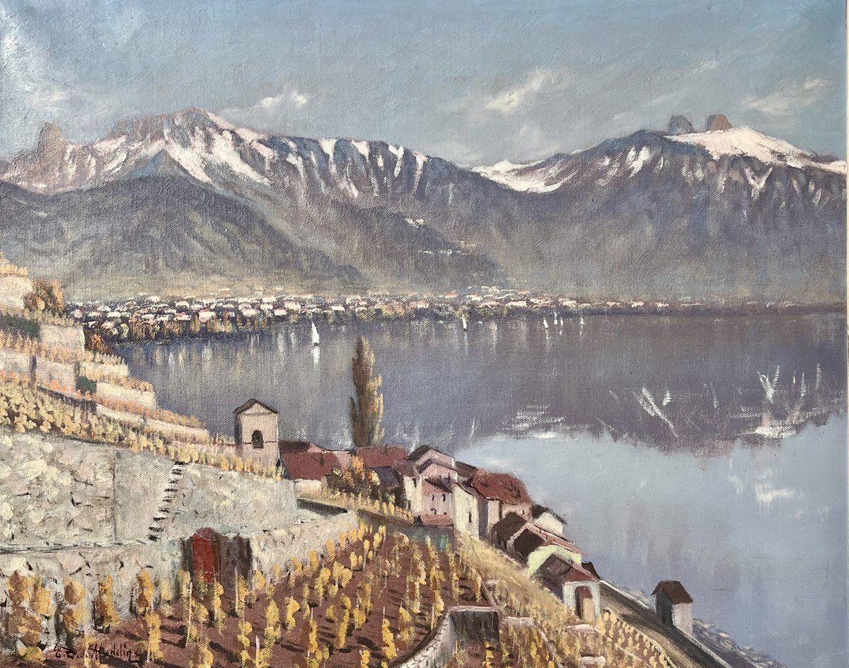 Vue sur le Lac Léman et les Rochers de Naye – Eugène Devaud de Madelin