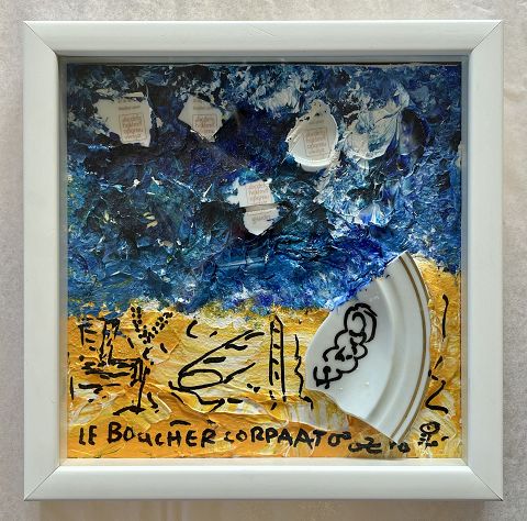 La plage – Le Boucher Corpaato – Acrylique – 28 × 28 cm