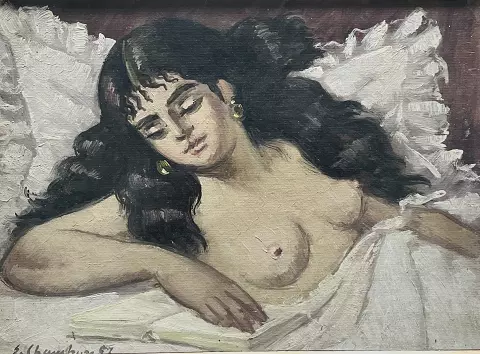 Jeune femme au lit – Émile François Chambon