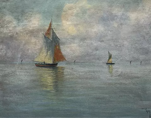 Voiliers dans la lagune – Luigi Pagan